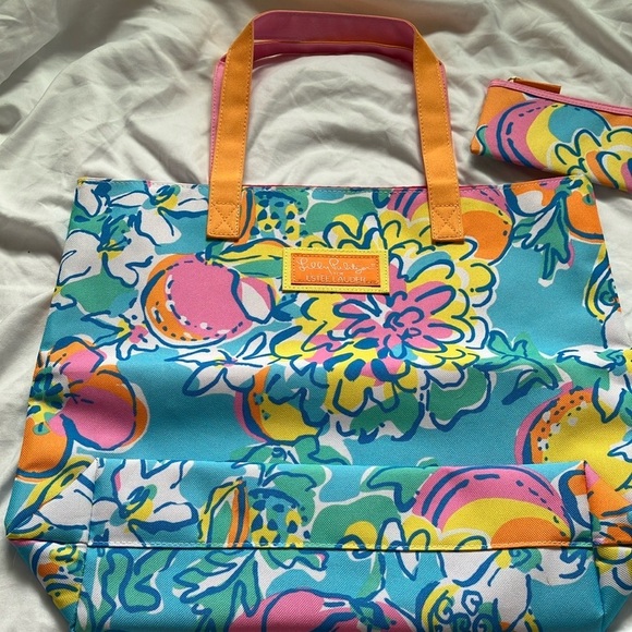 Lilly Pulitzer X Estée Lauder: Colorful Floral Tote Bag- coin/card pouch - Picture 10 of 16